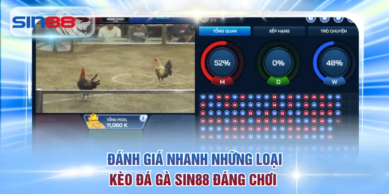 Đánh giá nhanh những loại kèo đá gà SIN88 đáng chơi